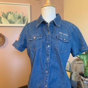 Woman’s L Harley-Davidson V-Twin Power denim top